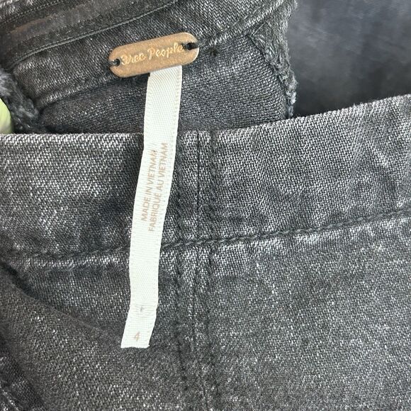 FREE PEOPLE dress Size 4 Black Denim Jean Strapless Midi Western Boho Festival - Picture 7 of 9